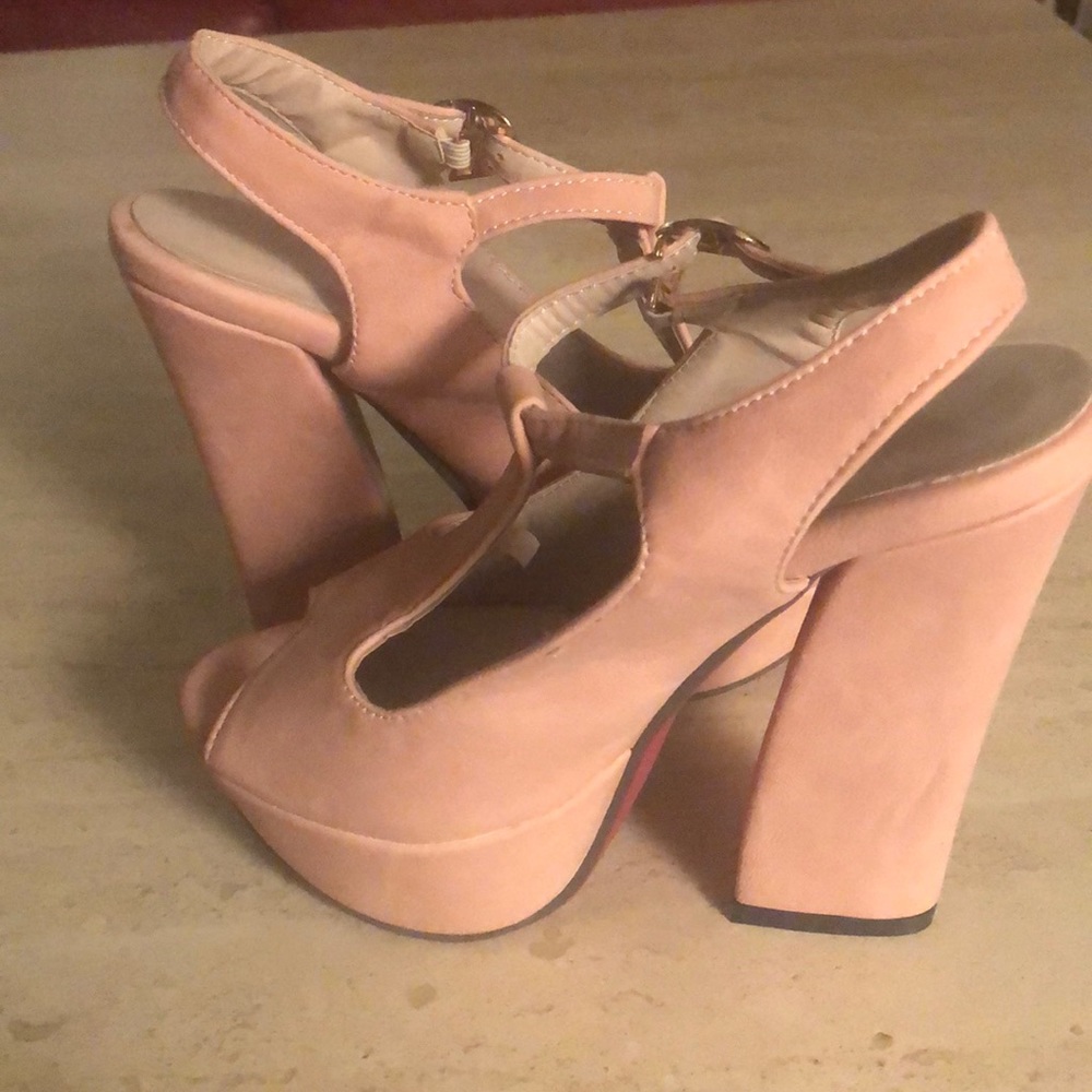 Light pink, sexy, high heeled platforms